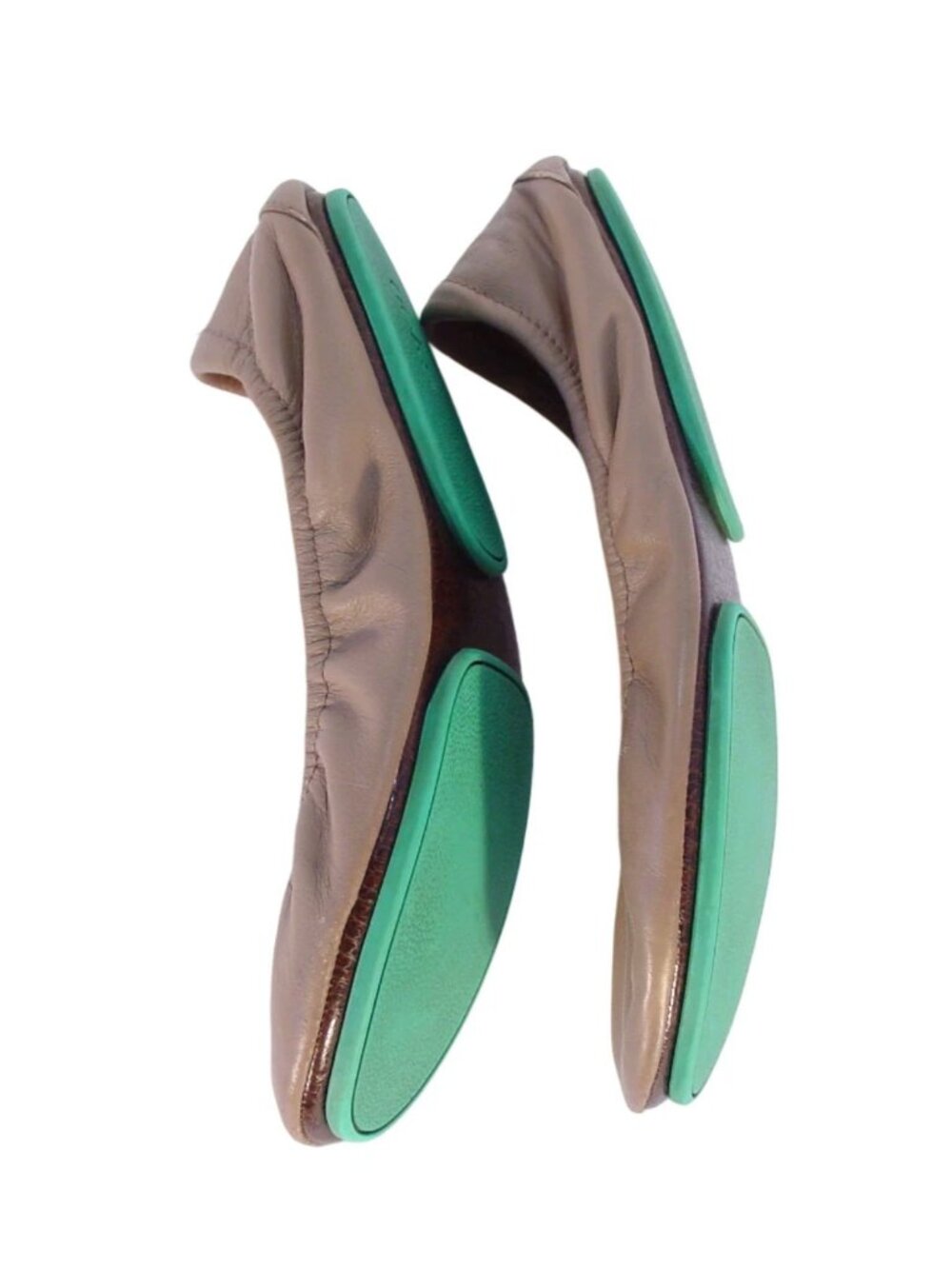 TIEKS $210 Taupe Leather Ballerina Ballet Flats Foldable Shoes 7 - Picture 3 of 6